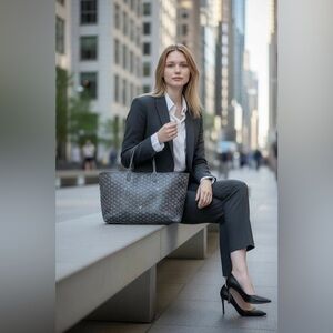 Goyard Saint Louis PM Gray Tote with Pouch Authentic